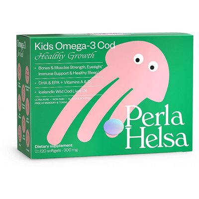 Perla Helsa Kids Omega-3 Cod Healthy Growth 120 шт (Омега-3 з тріски, з вітамінами А i D3) 2100-8 фото