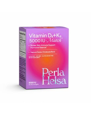 Perla Helsa Vitamin D3 + K2 5000 IU + 75 mcg Match 60 шт (Вітамін D3 5000 МО + Вітамін K2) 2100-11 фото