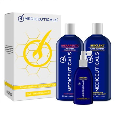 Mediceuticals Hair Restoration Kit Fine 3pc (Bioclenz 250 ml — Numinox 125 ml — Therapeutic 250 ml) (Набір для стимуляції росту нормального волосся для чоловіків) 3002 фото